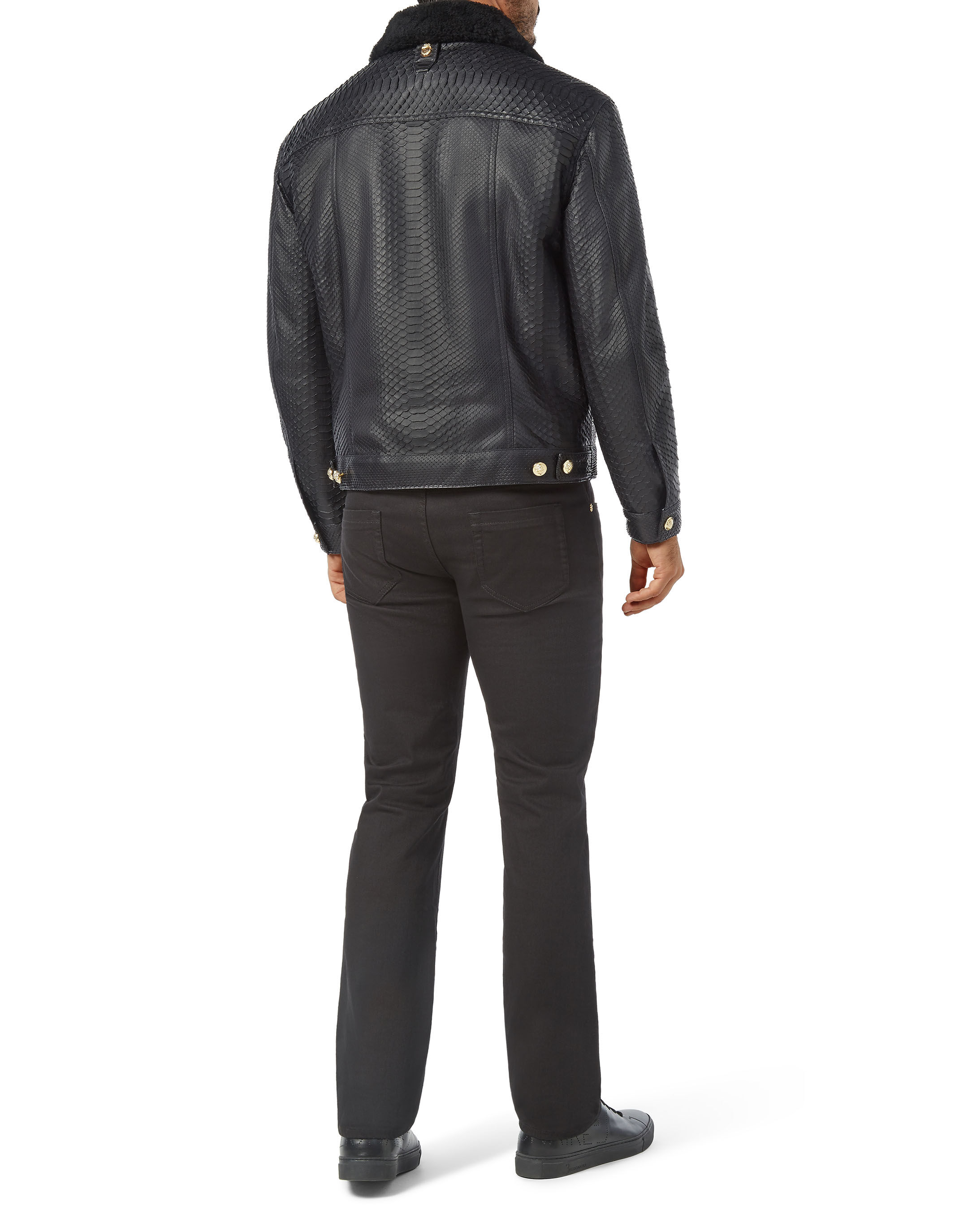 Leather Jacket with Python Luxury Billionaire