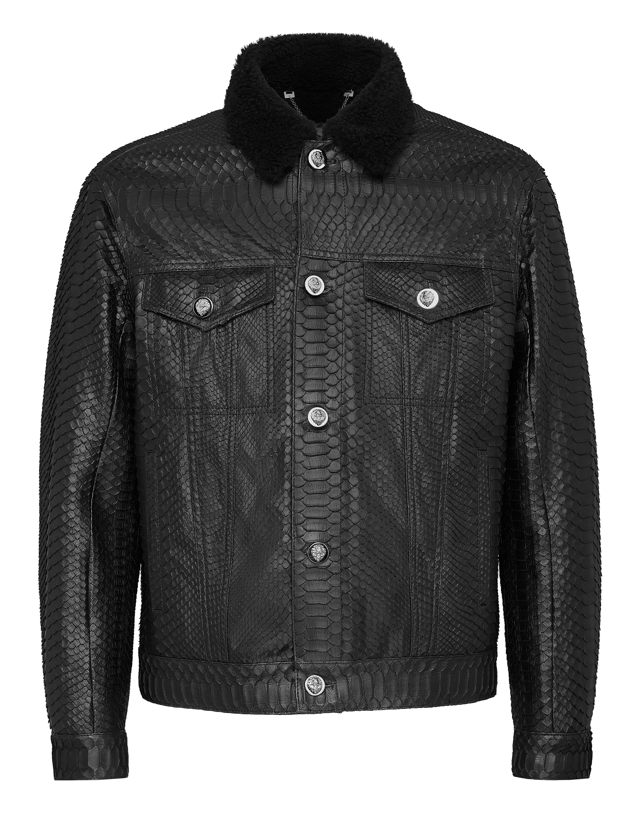 Leather Jacket with Python Luxury Billionaire